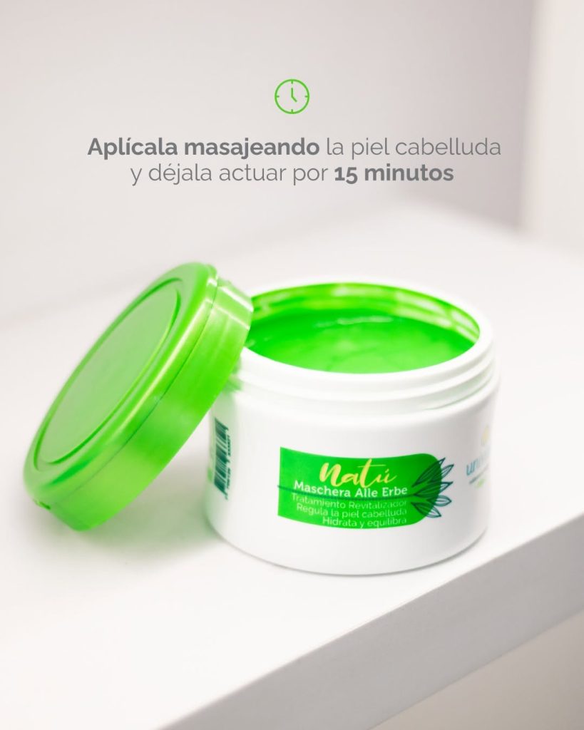 Tu cabello sí puede mejorar. Con Natú tu cabello tiene una nueva oportunidad. Mascarilla natural para el cabello de Univital